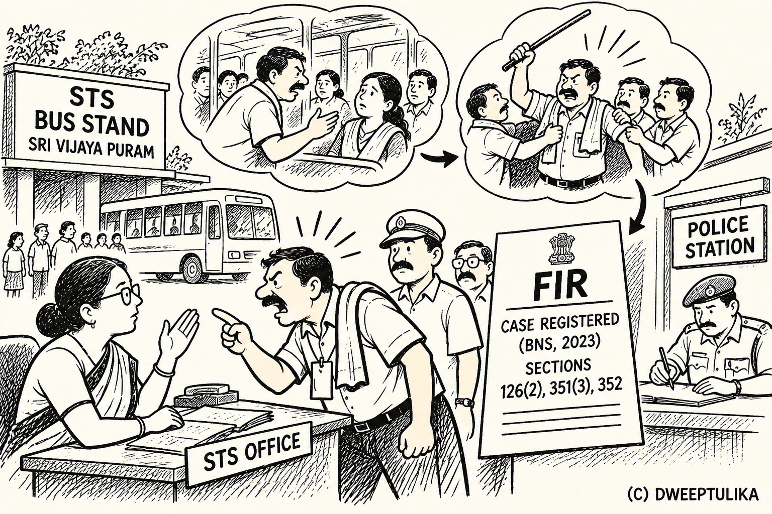 STS Bus Conductor Named in FIR Over Alleged Confrontation at Sri Vijaya Puram Bus Stand